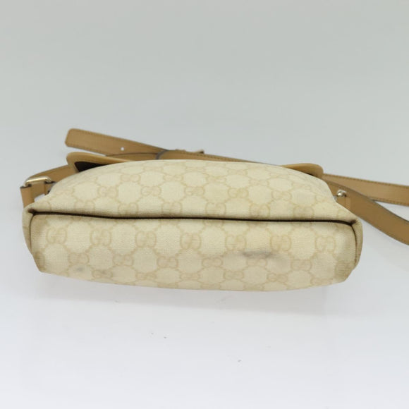 GUCCI GG Supreme Shoulder Bag PVC White Gold 223666 Auth ep9826