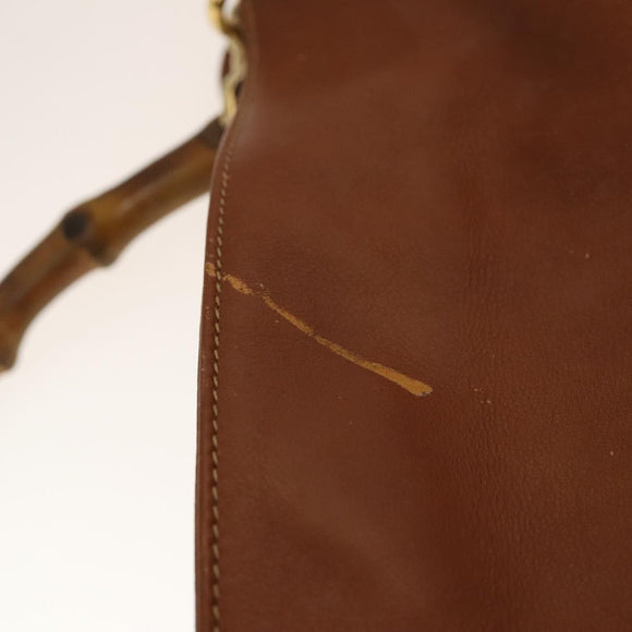 GUCCI Bamboo Hand Bag Leather 2way Brown Gold 001 0166 1638 Auth ep9829