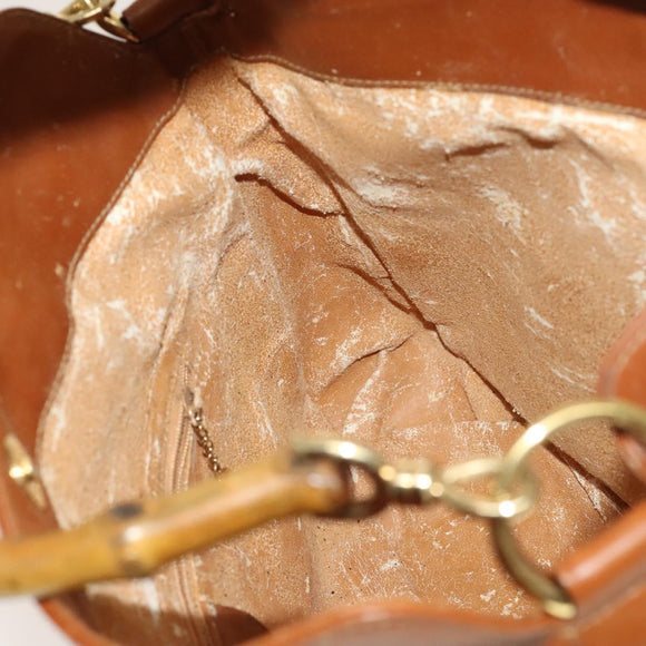 GUCCI Bamboo Hand Bag Leather 2way Brown Gold 001 0166 1638 Auth ep9829