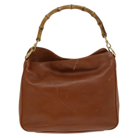 GUCCI Bamboo Hand Bag Leather 2way Brown Gold 001 0166 1638 Auth ep9829 - 0