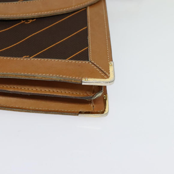 GUCCI Shoulder Bag Canvas Leather Brown Gold Auth ep9840