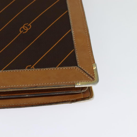 GUCCI Shoulder Bag Canvas Leather Brown Gold Auth ep9840