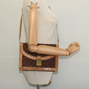 GUCCI Shoulder Bag Canvas Leather Brown Gold Auth ep9840-23