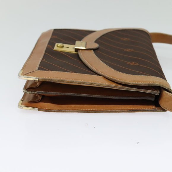 GUCCI Shoulder Bag Canvas Leather Brown Gold Auth ep9840