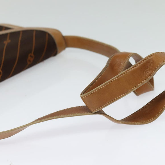 GUCCI Shoulder Bag Canvas Leather Brown Gold Auth ep9840