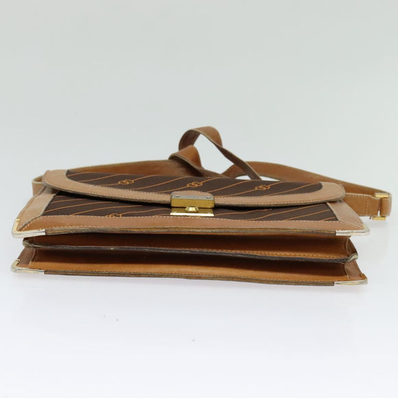 GUCCI Shoulder Bag Canvas Leather Brown Gold Auth ep9840