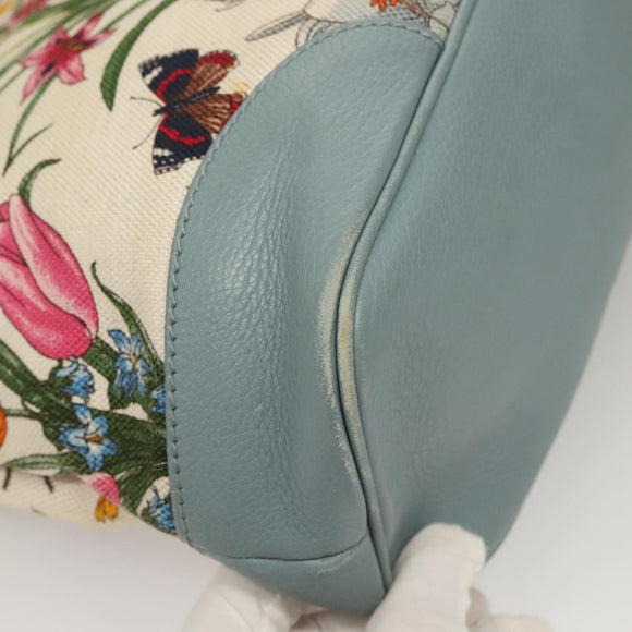 GUCCI Flower Tote Bag Canvas Beige Gold 358470 Auth ep9843