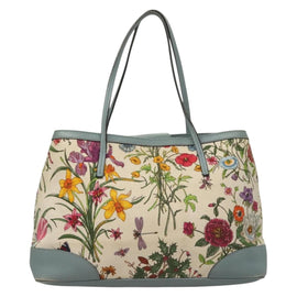 GUCCI Flower Tote Bag Canvas Beige Gold 358470 Auth ep9843 - 0
