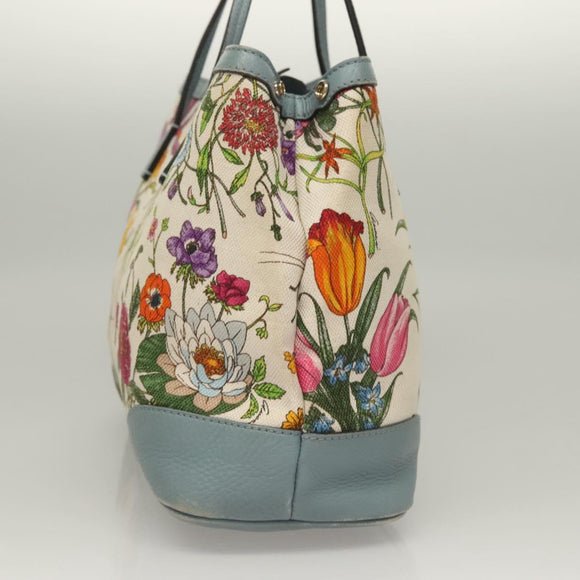 GUCCI Flower Tote Bag Canvas Beige Gold 358470 Auth ep9843