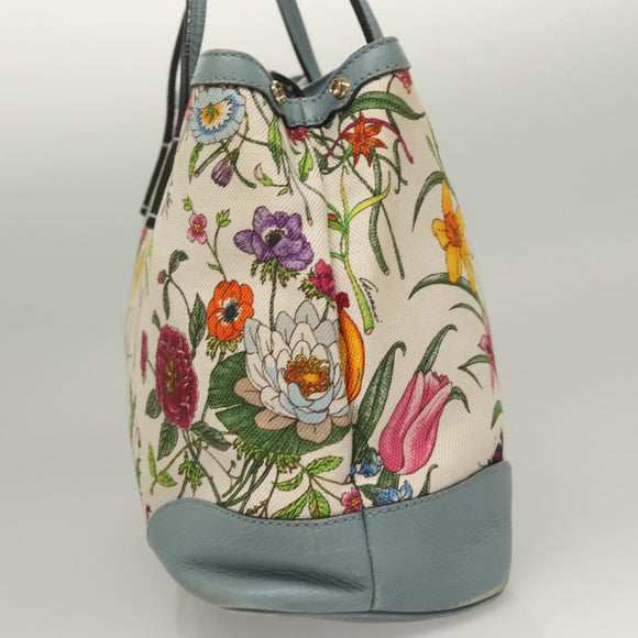 GUCCI Flower Tote Bag Canvas Beige Gold 358470 Auth ep9843