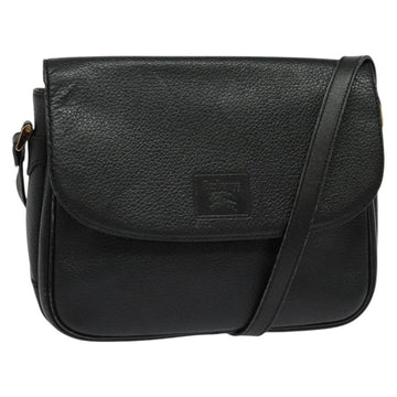 Burberrys Shoulder Bag Leather Black Gold Auth ep9849