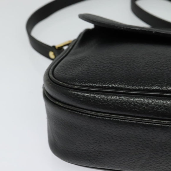 Burberrys Shoulder Bag Leather Black Gold Auth ep9849