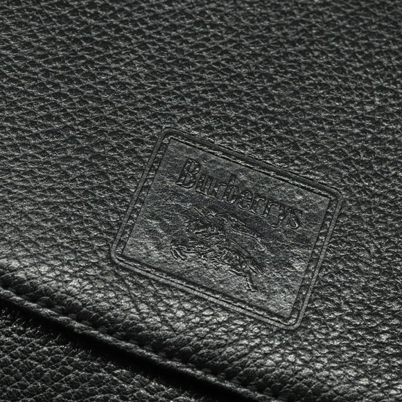 Burberrys Shoulder Bag Leather Black Gold Auth ep9849