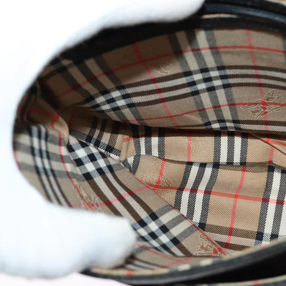 Burberrys Shoulder Bag Leather Black Gold Auth ep9849