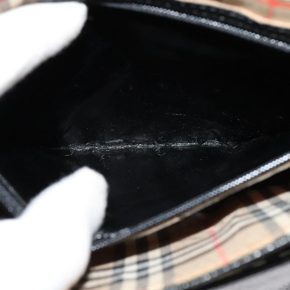 Burberrys Shoulder Bag Leather Black Gold Auth ep9849