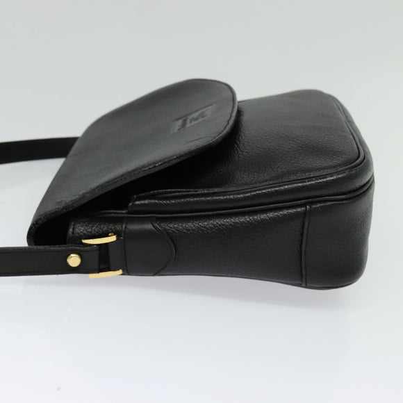 Burberrys Shoulder Bag Leather Black Gold Auth ep9849