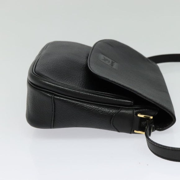 Burberrys Shoulder Bag Leather Black Gold Auth ep9849