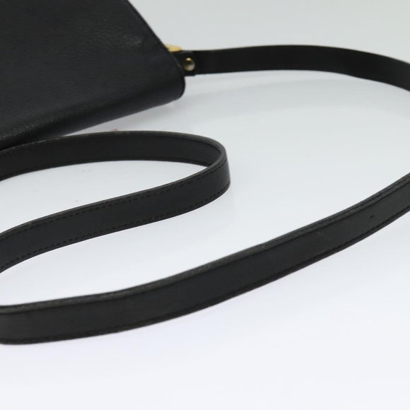 Burberrys Shoulder Bag Leather Black Gold Auth ep9849