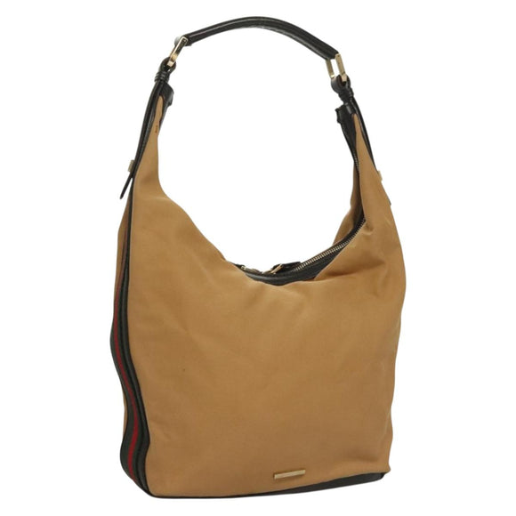 GUCCI Web Sherry Line Shoulder Bag Canvas Beige Gold 001 4288 Auth ep9856