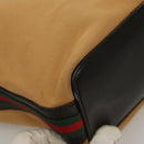 GUCCI Web Sherry Line Shoulder Bag Canvas Beige Gold 001 4288 Auth ep9856-12