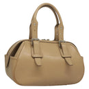 BURBERRY Hand Bag Leather Beige Silver Auth ep9861-1