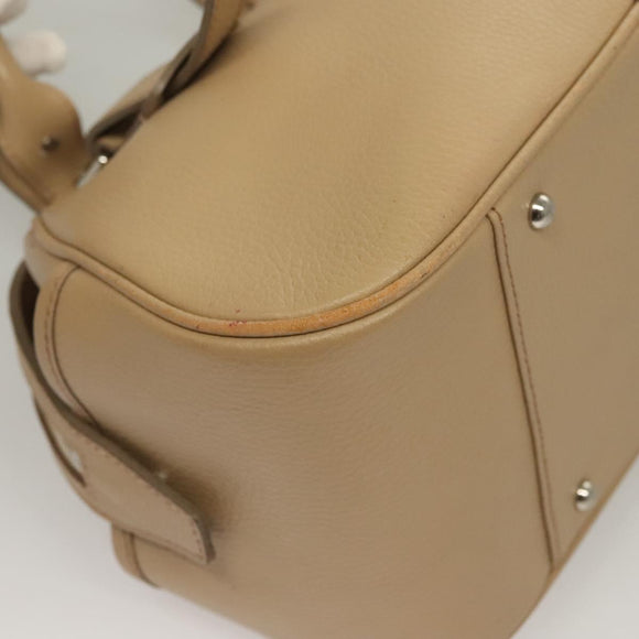 BURBERRY Hand Bag Leather Beige Silver Auth ep9861