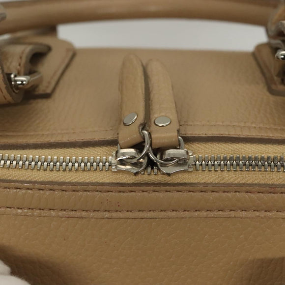 BURBERRY Hand Bag Leather Beige Silver Auth ep9861