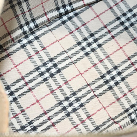 BURBERRY Hand Bag Leather Beige Silver Auth ep9861