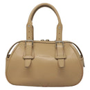 BURBERRY Hand Bag Leather Beige Silver Auth ep9861-13