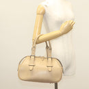BURBERRY Hand Bag Leather Beige Silver Auth ep9861-23