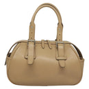 BURBERRY Hand Bag Leather Beige Silver Auth ep9861-2