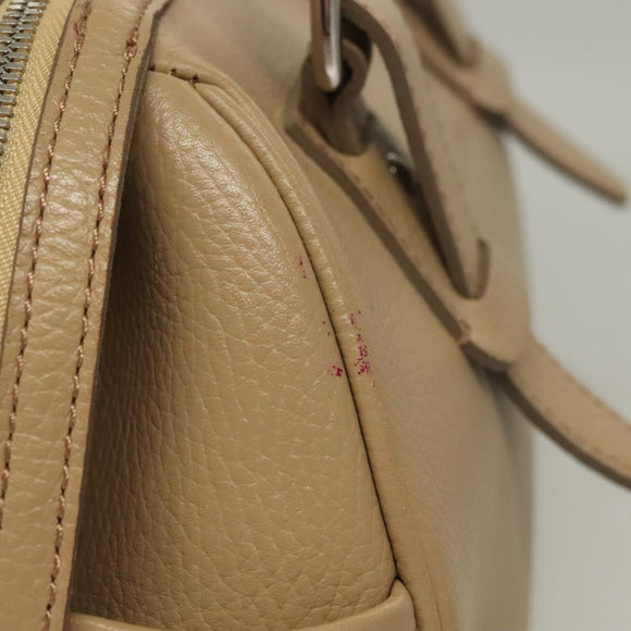 BURBERRY Hand Bag Leather Beige Silver Auth ep9861