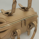 BURBERRY Hand Bag Leather Beige Silver Auth ep9861-7