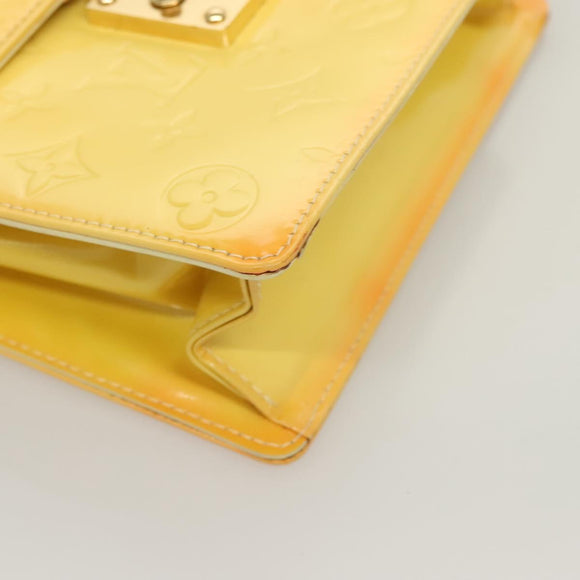 LOUIS VUITTON Monogram Vernis Spring Street Bag Lime Yellow M91068 Auth ep9862
