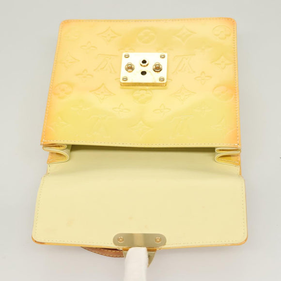LOUIS VUITTON Monogram Vernis Spring Street Bag Lime Yellow M91068 Auth ep9862