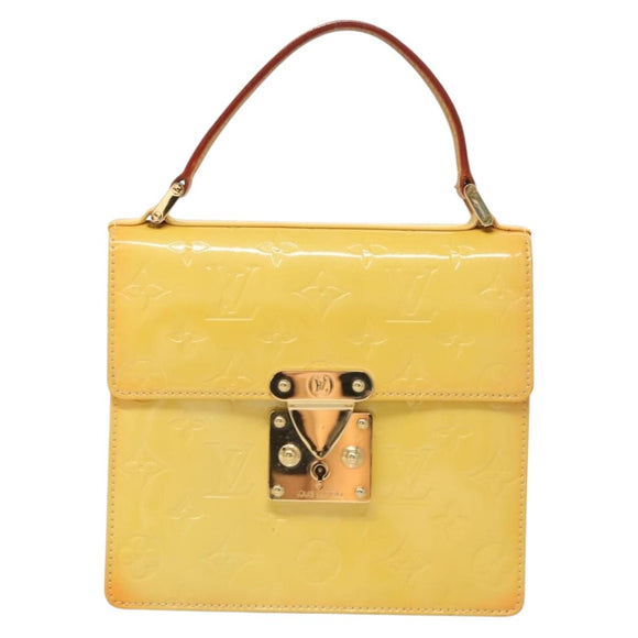 LOUIS VUITTON Monogram Vernis Spring Street Bag Lime Yellow M91068 Auth ep9862
