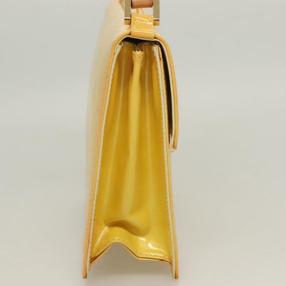 LOUIS VUITTON Monogram Vernis Spring Street Bag Lime Yellow M91068 Auth ep9862