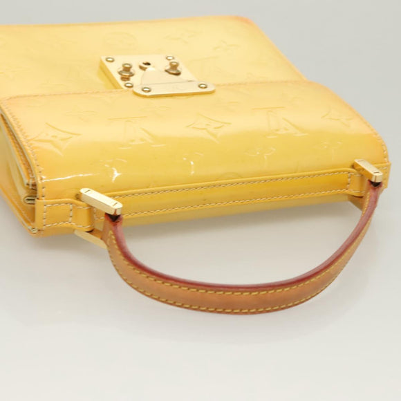LOUIS VUITTON Monogram Vernis Spring Street Bag Lime Yellow M91068 Auth ep9862