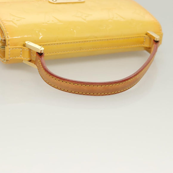 LOUIS VUITTON Monogram Vernis Spring Street Bag Lime Yellow M91068 Auth ep9862