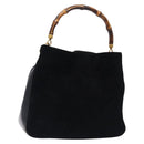 GUCCI Bamboo Hand Bag Suede Black Gold 001 1014 1638 Auth ep9866-1