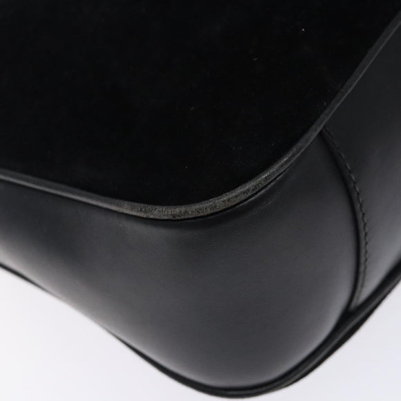 GUCCI Bamboo Hand Bag Suede Black Gold 001 1014 1638 Auth ep9866