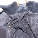 GUCCI Bamboo Hand Bag Suede Black Gold 001 1014 1638 Auth ep9866-18