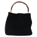 GUCCI Bamboo Hand Bag Suede Black Gold 001 1014 1638 Auth ep9866-13