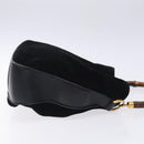 GUCCI Bamboo Hand Bag Suede Black Gold 001 1014 1638 Auth ep9866-3