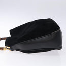GUCCI Bamboo Hand Bag Suede Black Gold 001 1014 1638 Auth ep9866-4