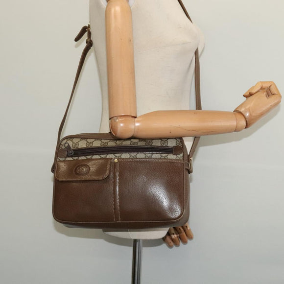 GUCCI GG Supreme Shoulder Bag PVC Beige Gold Auth ep9876