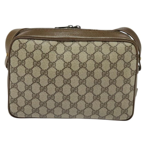 GUCCI GG Supreme Shoulder Bag PVC Beige Gold Auth ep9876