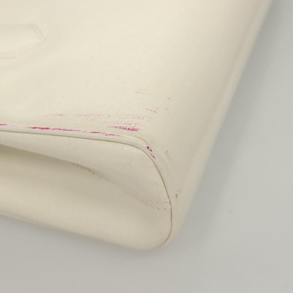 GUCCI Shoulder Bag Leather White Gold Auth ep9877