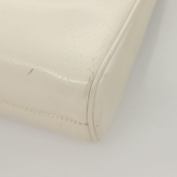 GUCCI Shoulder Bag Leather White Gold Auth ep9877