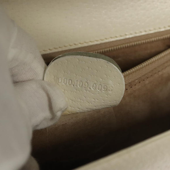 GUCCI Shoulder Bag Leather White Gold Auth ep9877